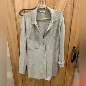 Babaton Gray Button-Front Shirt Jacket